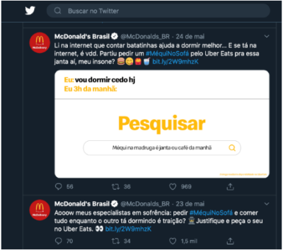 Exemplo mc donalds em redes sociais