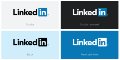Exemplo de versões do logo LinkedIn